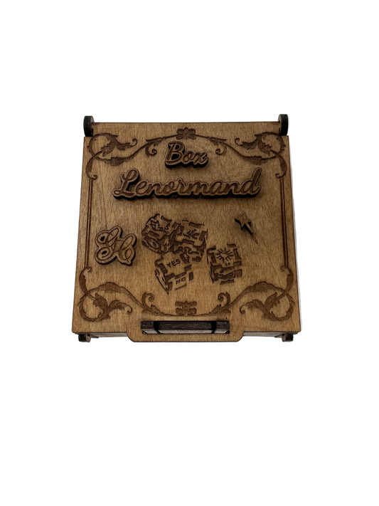 Coffret Bois Gravé + Dés Petit Lenormand Gravés