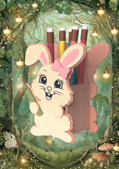 Porte-crayons 3D en bois – Déjà assemblé (prêt à l’emploi)