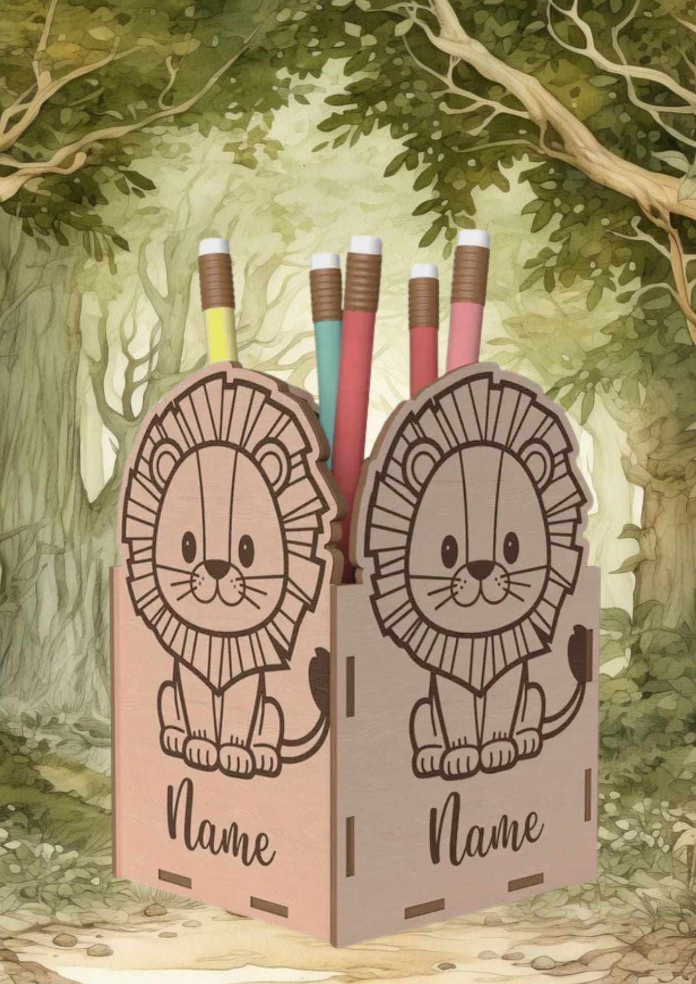 Porte-crayons 3D en bois – Déjà assemblé (prêt à l’emploi)